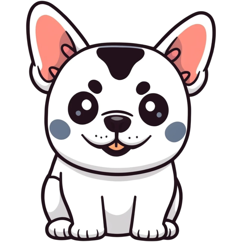 cute french bulldog smiling emoji