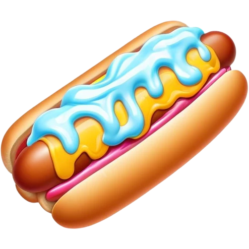 Melting neon ice cream hot dog  emoji