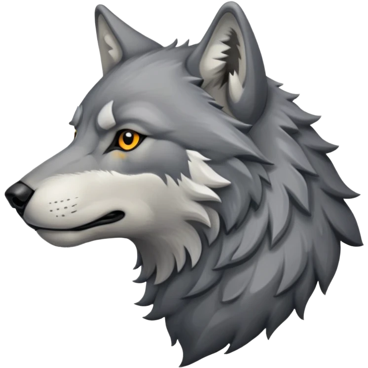 wolf head in profile view, side view of wolf face emoji