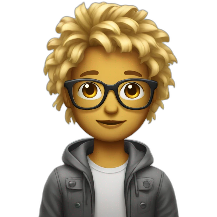 Young bot with glases white boy weavy hair emoji