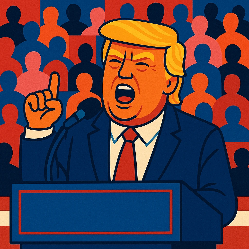 Donald Trump speaking at a rally emoji