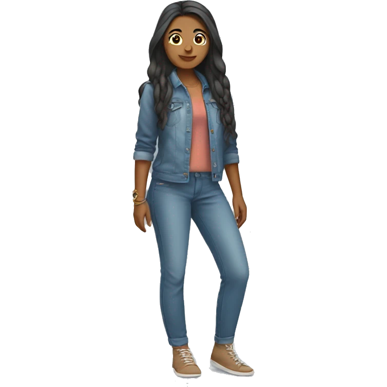 indian girl fair with length hair and streetstyle outfit emoji