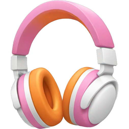 Pink headphones with orange and white accents  emoji