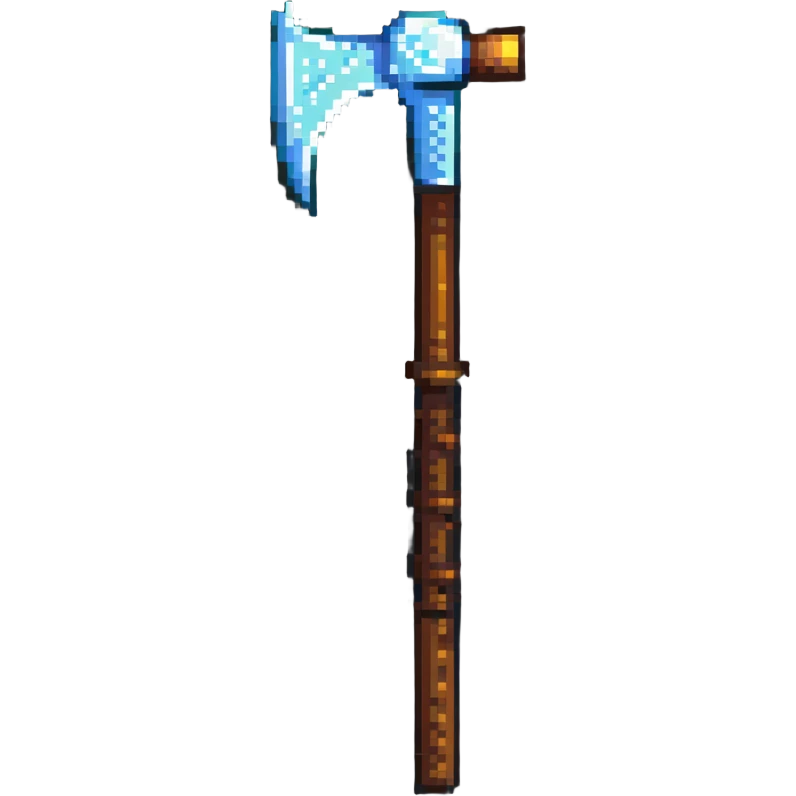 pixelated Minecraft diamond pickaxe with brown handle emoji