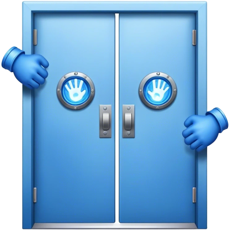 A closed door with a knuckles knocking on it. Because success isn’t about waiting—it’s about knocking until someone answers.blue power magic on knocking emoji
