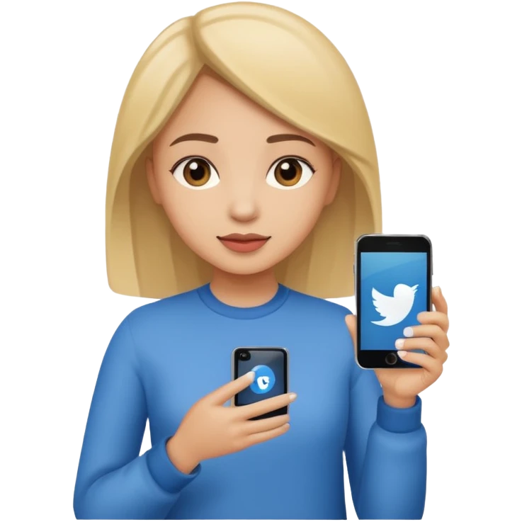 girl with phone and social media emoji
