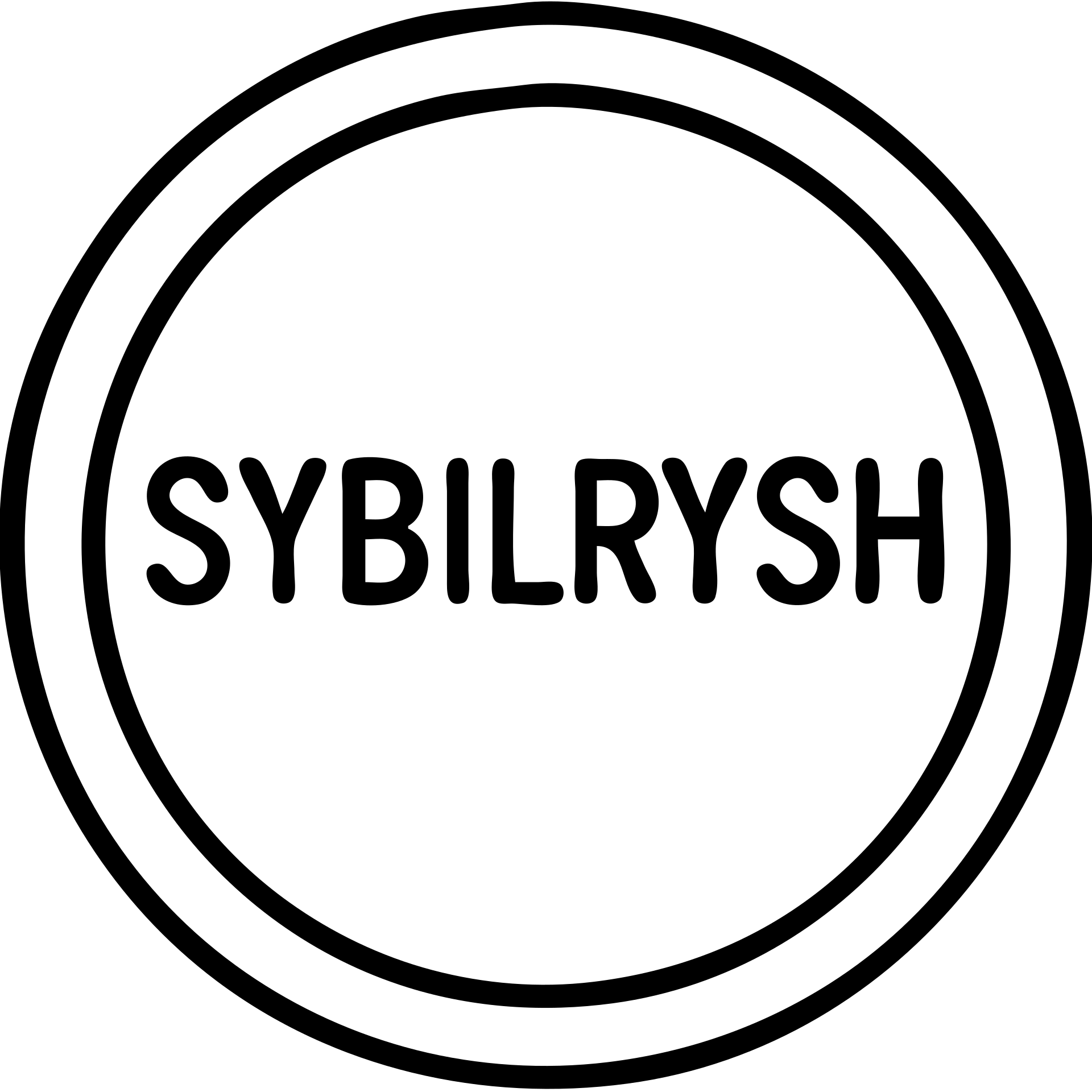A circular coin with the text "SYBILRYSH" inscribed in the center. The coin has a circular rim and simple coin detailing. emoji
