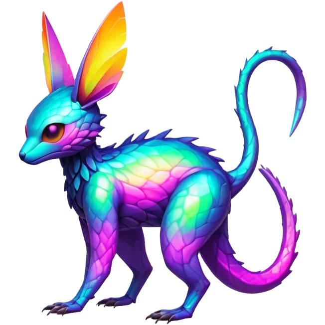 futuristic lush warm-colored neon-colored Fakémon-Trico-creature (full body) emoji