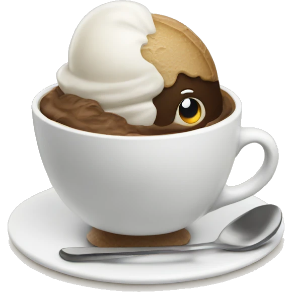 A cup of coffee eating ice cream emoji