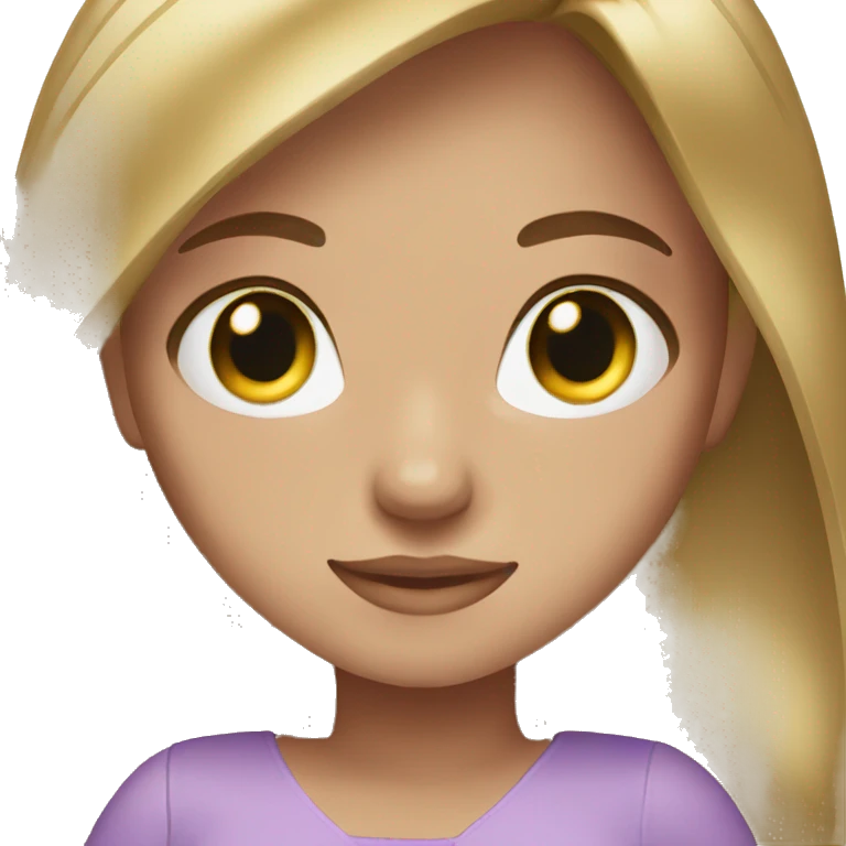 golden brown straight hair green eyes lavender dress emoji