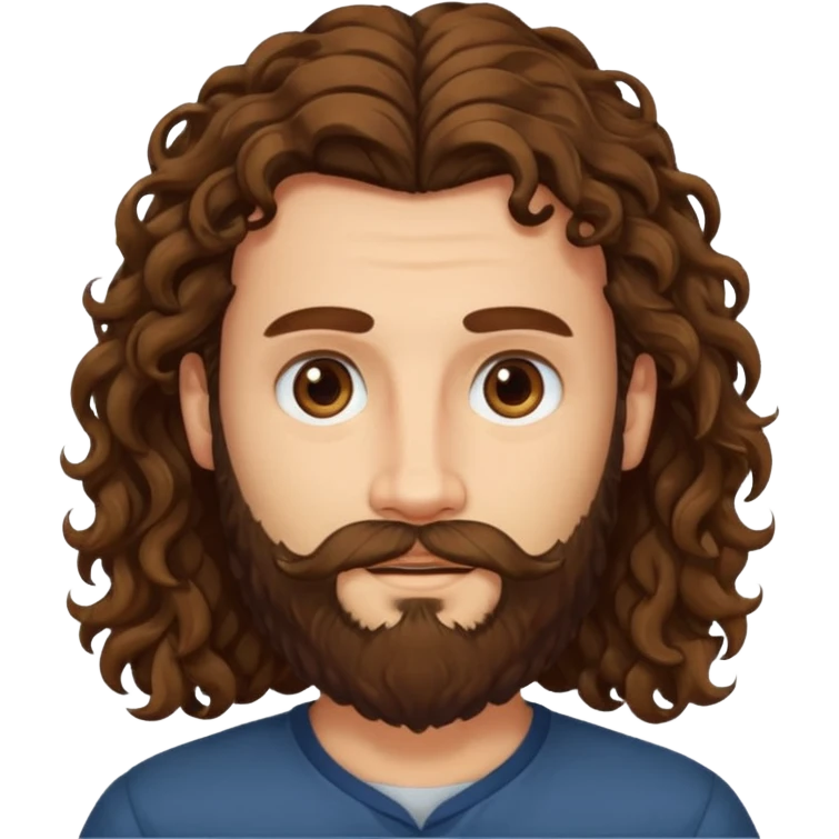 long curly hair bearded man emoji