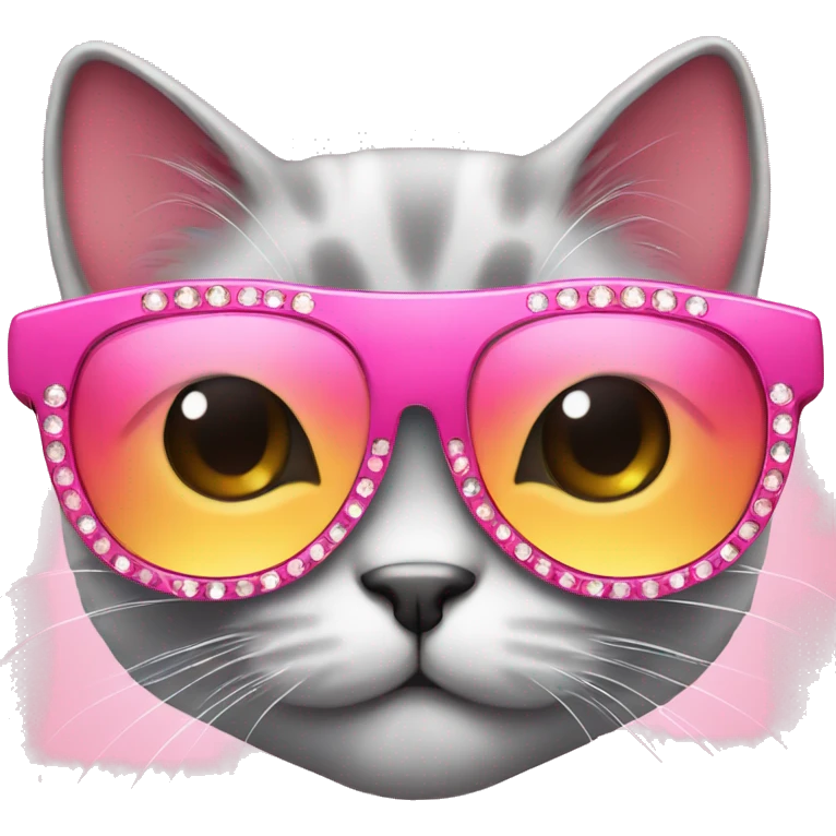 Cute cat wearing big pink bedazzled sun glasses  emoji