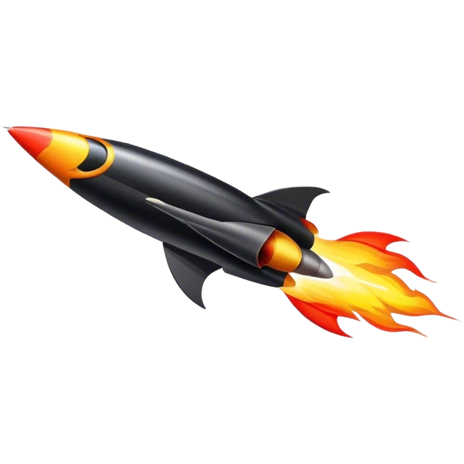driving fine black rocket with fire color france emoji