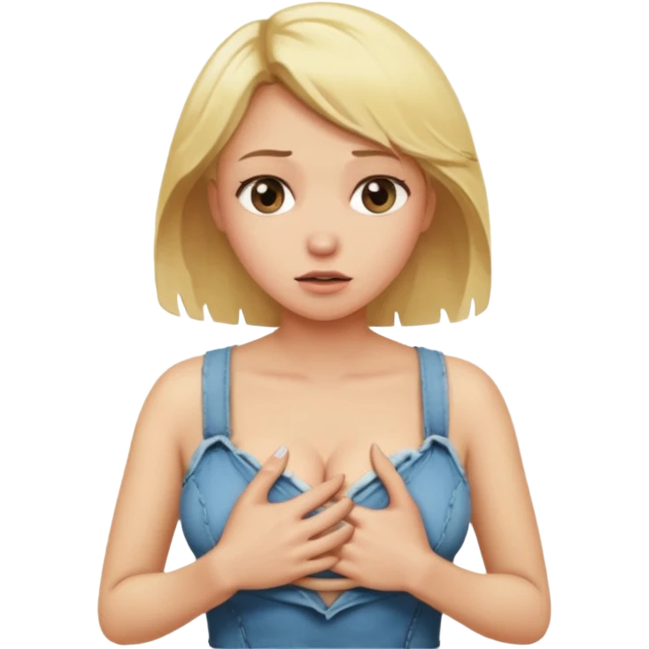 Blonde having a heart attack and grabbing her chest emoji