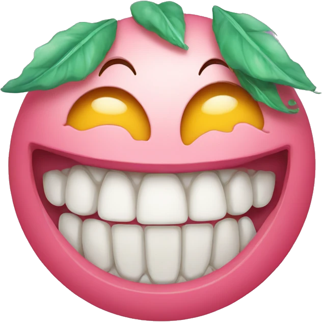 A smiley sharp teethed emoji with tears of joy emoji