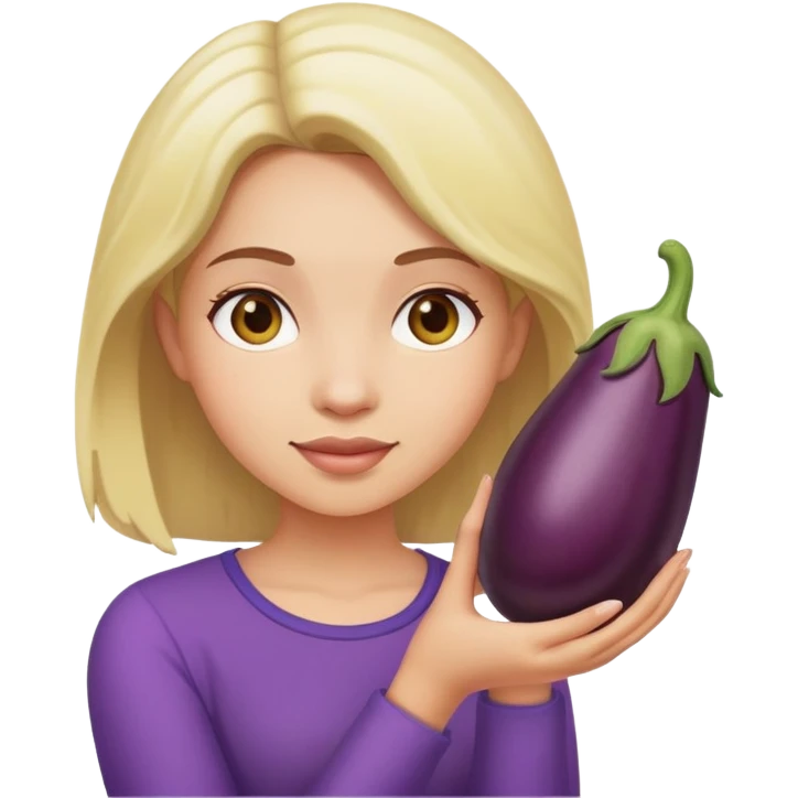 a girl holding a eggplant  emoji