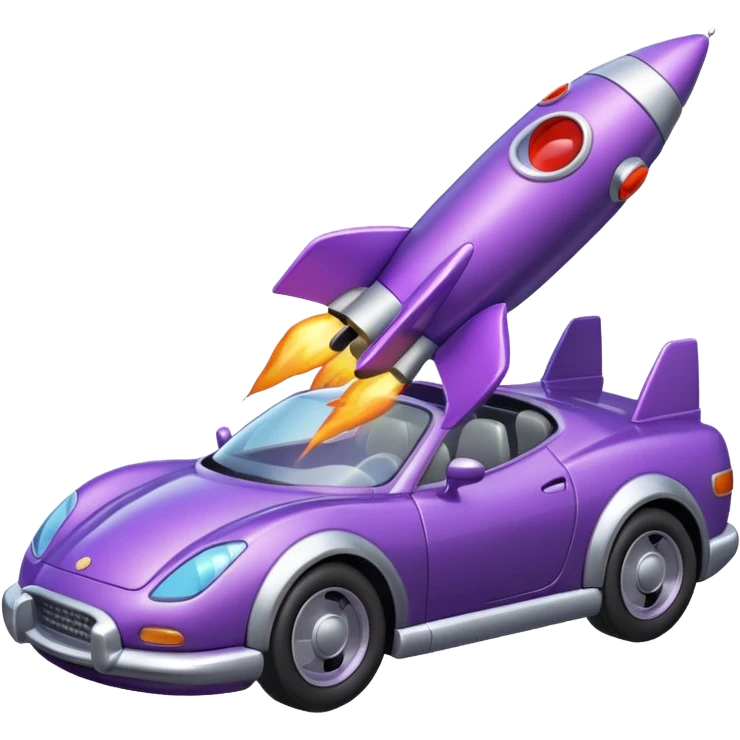 A purple car eating a rocket  emoji