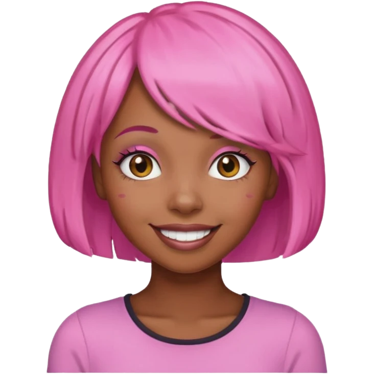 Black girl with pink wig emoji
