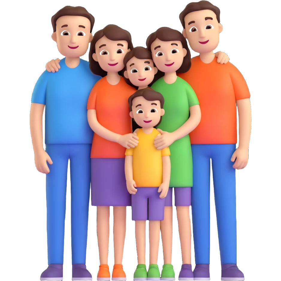 cheerful family of four hugging emoji
