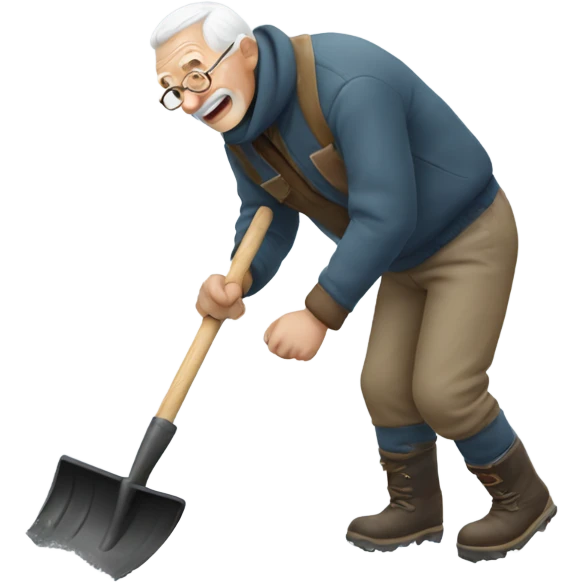 Old man falling shoveling snow  emoji