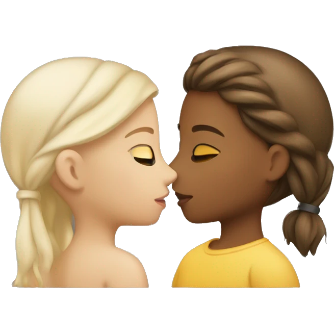 Two girls kissing one white and the other yellowish skin color  emoji