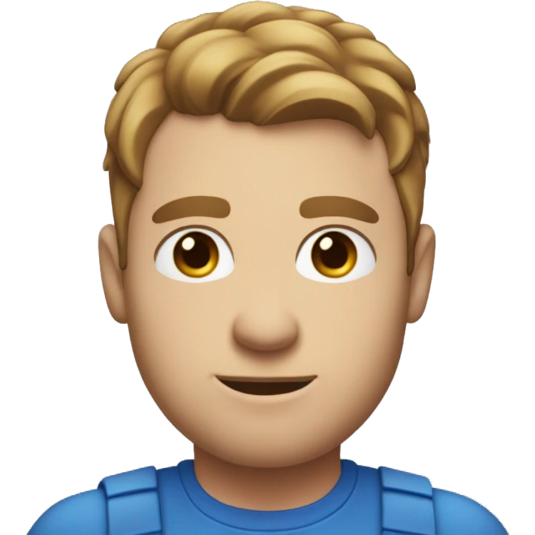 A head and shoulders shot of a 34 year old white man, with short brown hair,   with blue eyes wearing a t-shirt. emoji