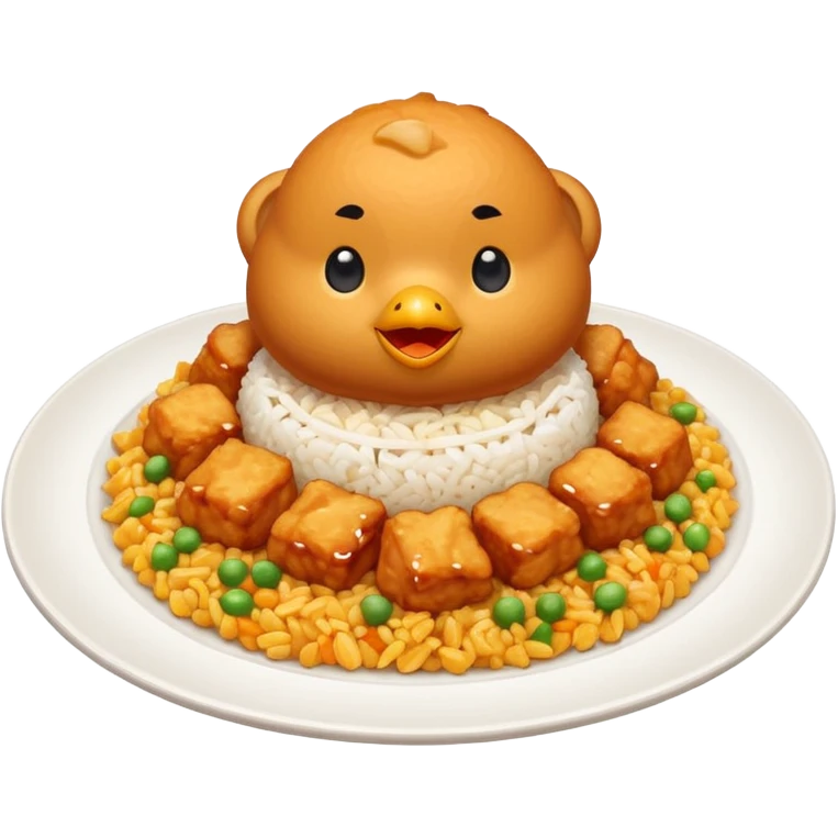 Orange chicken and fried rice emoji