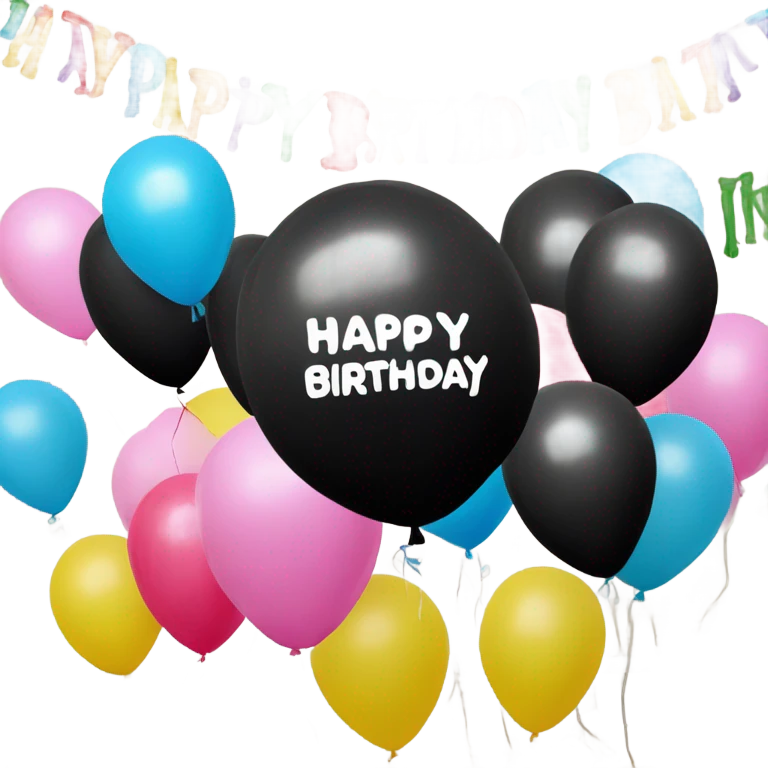 Black happy birthday baloons emoji