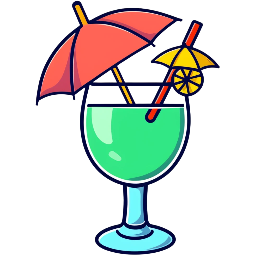 colorful cocktail glass with umbrella emoji