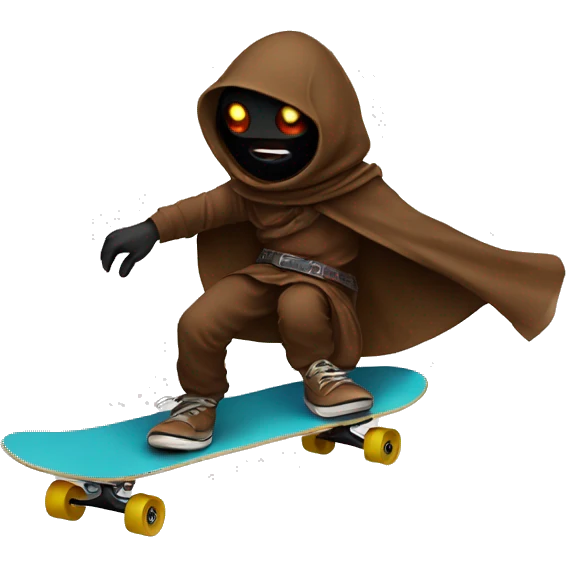 Jawa doing a kick flip on a skateboard emoji