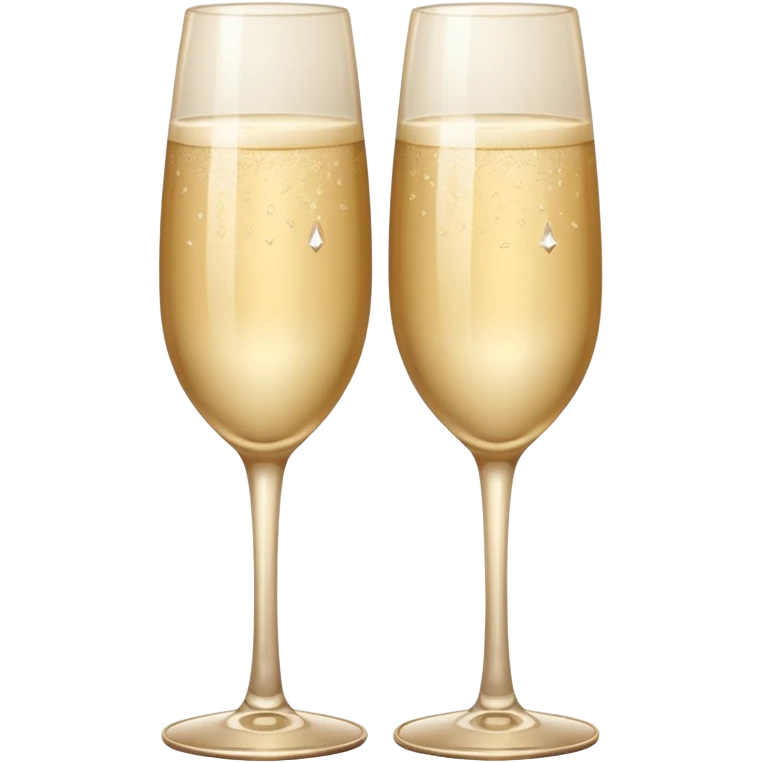 
2 light beige champagne glasses are knocked against each other emoji