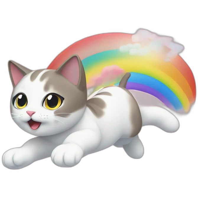 flying cat with raimbow emoji