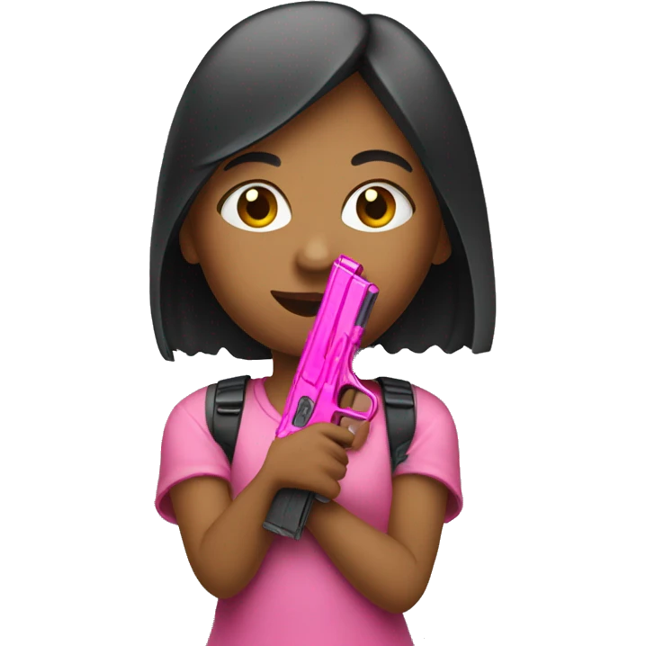 Girl holding pink gun emoji