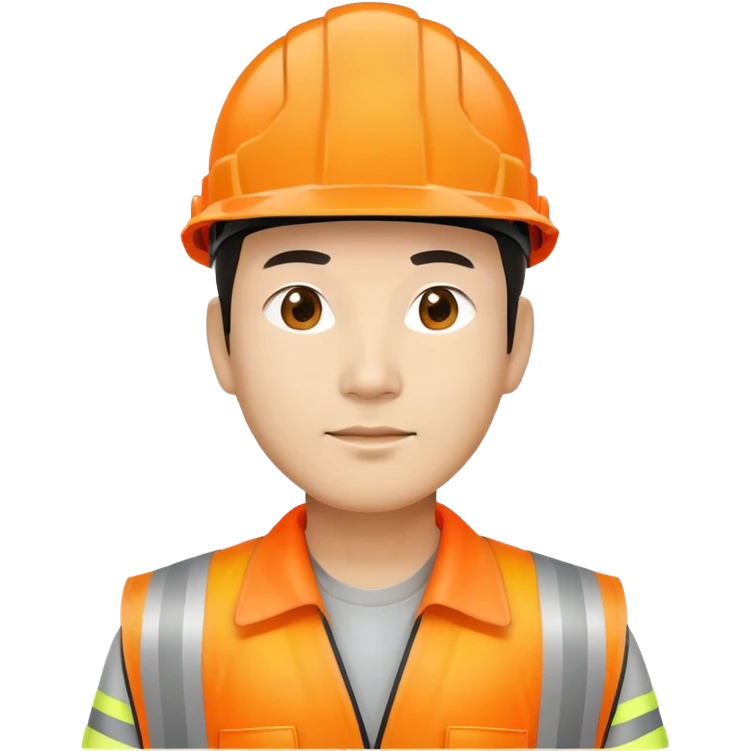 Chinese man wearing orange safety helmet and high visibility vest emoji