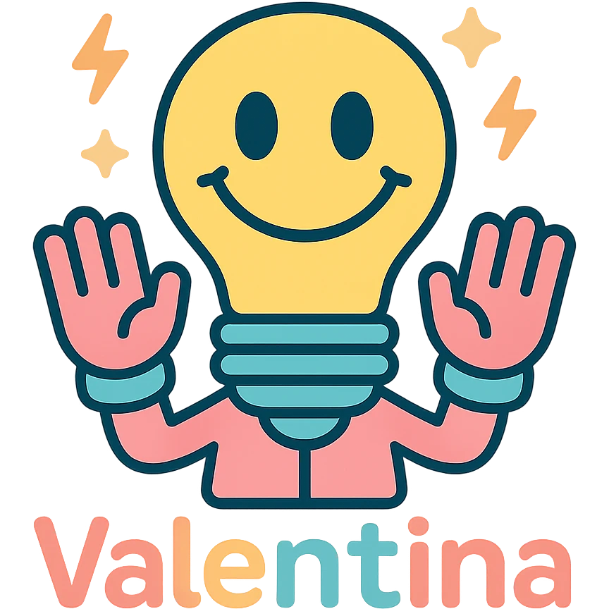 Add electric sparkles and the name 'Valentina' in a colorful style with a transparent background. emoji