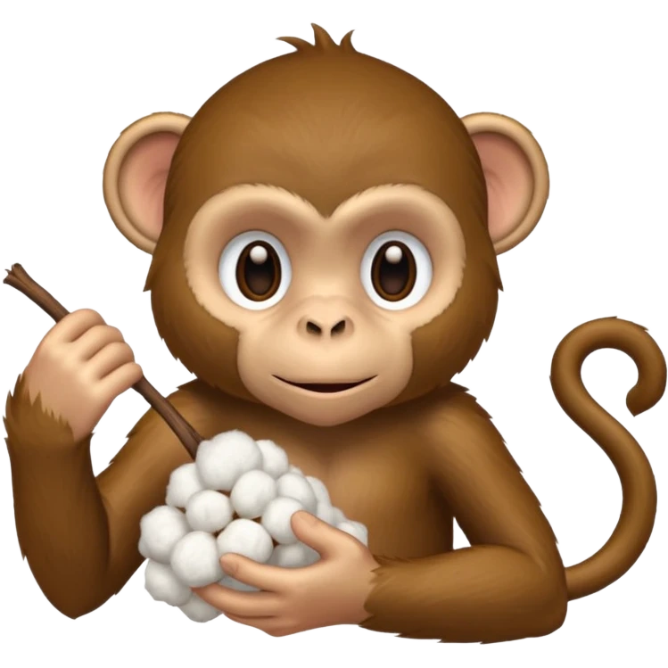 Monkey picking cotton emoji