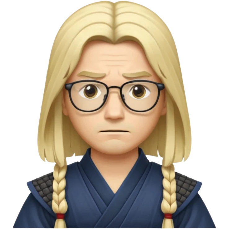 samurai, slim, long blonde hair , glasses emoji