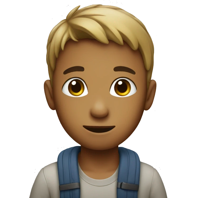 A boy with a small vegetable  emoji