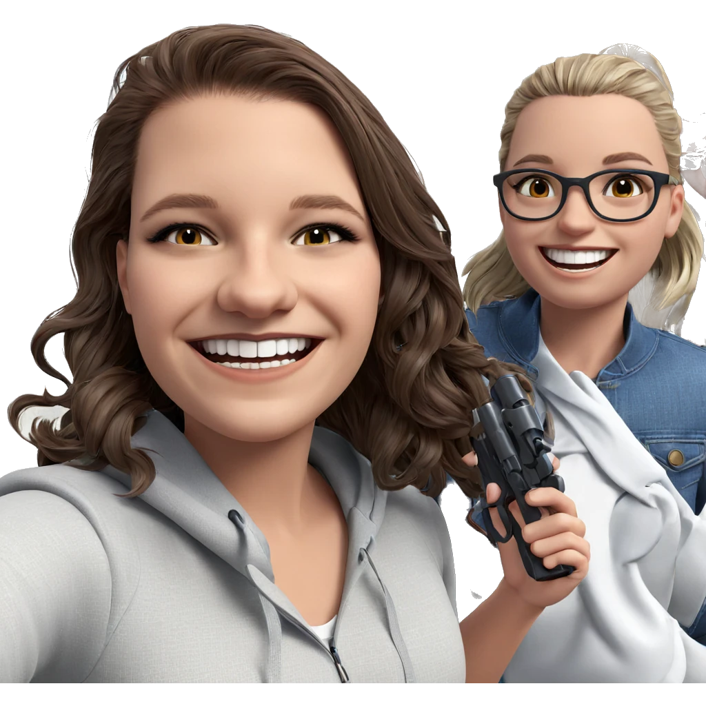 smiling girls with weapons emoji