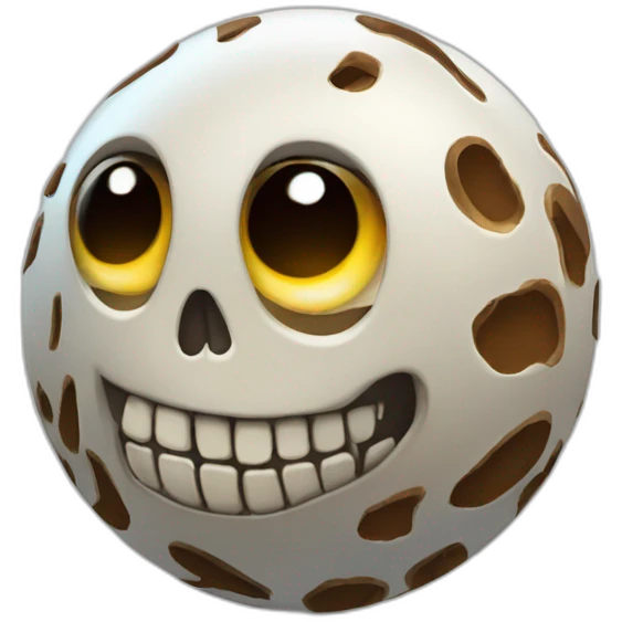 3d sphere with a cartoon Skeleton Horse skin texture with big beautiful eyes emoji