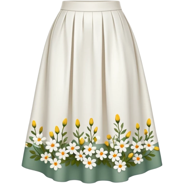 create a white with little flowers midi skirt whituot pleats emoji