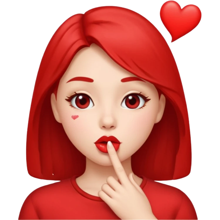 Emoji, girl's face blowing a kiss, puckered lips, small heart emoji