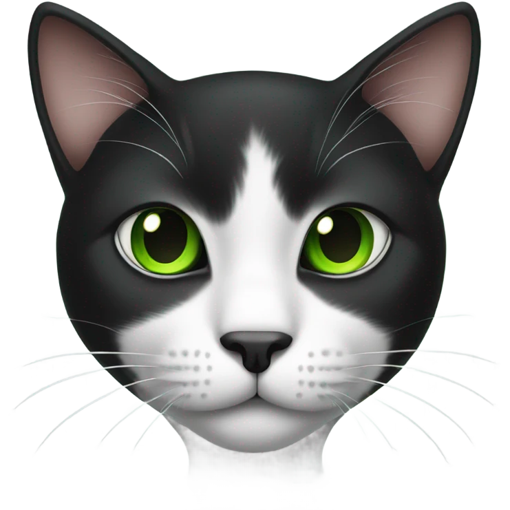 black and white cat with green eyes emoji