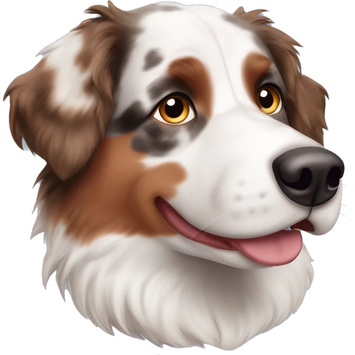 Red merle Australian Shepherd with one blue eye and one brown eye emoji