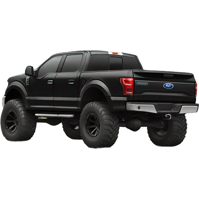 lifted black ford truck with boulder in the back another angle emoji