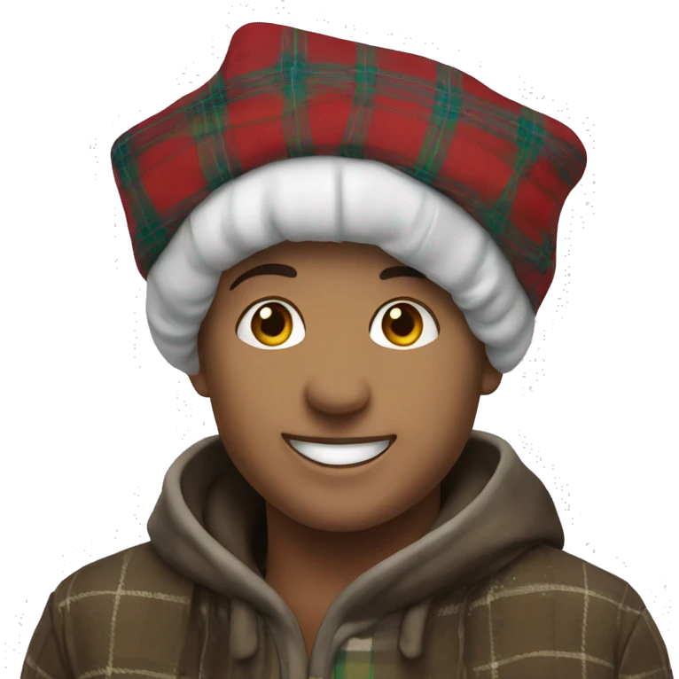 Smiling solo in a tartan bonnet emoji
