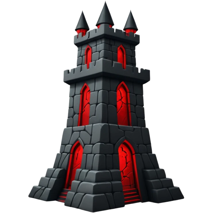iOS sticker, dark fantasy tower, monochrome red, minimal emoji