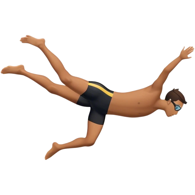 A diver mid-air after jumping off a diving pool,  Below him, a pool labeled "Confidence". A subtle 5-4-3-2-1 on the diving board shows they took the leap despite fear. emoji