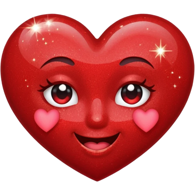 glitter heart, winking face emoji