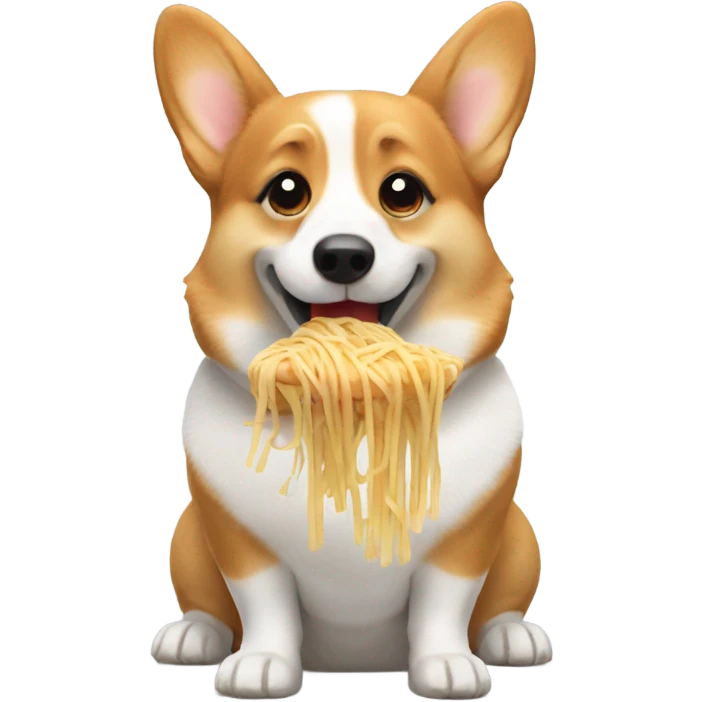 Corgi eating spaghetti  emoji